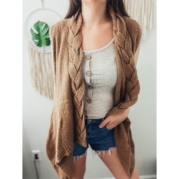 Anthropologie Sunday in Brooklyn Bohemian Braided Cable Knit Sweater Vest - Picture 2 of 12